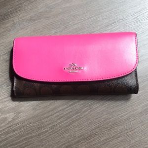 Pink Coach Wallet Gold Hardware